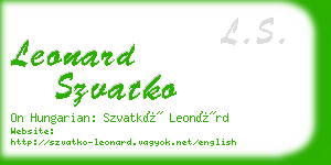 leonard szvatko business card